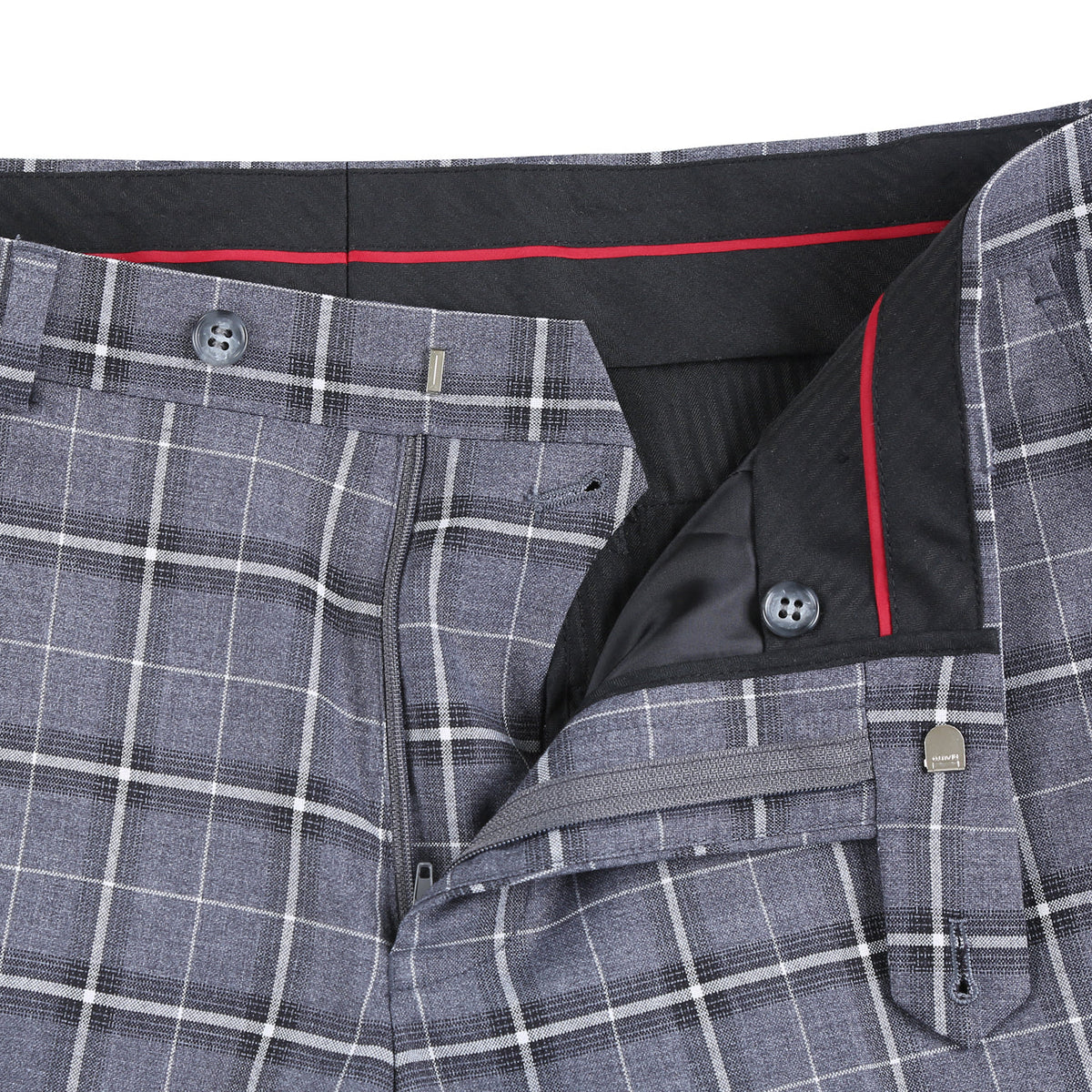 293-14 Men's Classic Fit Single Breasted Grey & White Check Suits