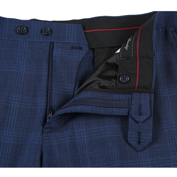 EL72-50-412 Airforce Blue Plaid Wool Suit