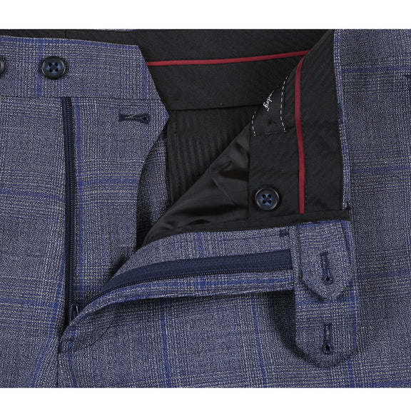 EL72-52-400 Gray with Blue Windowpane Wool Suit
