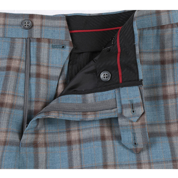 EL72-57-470 Light Gray with Bronze Stereoscopic-Grid Wool Suit