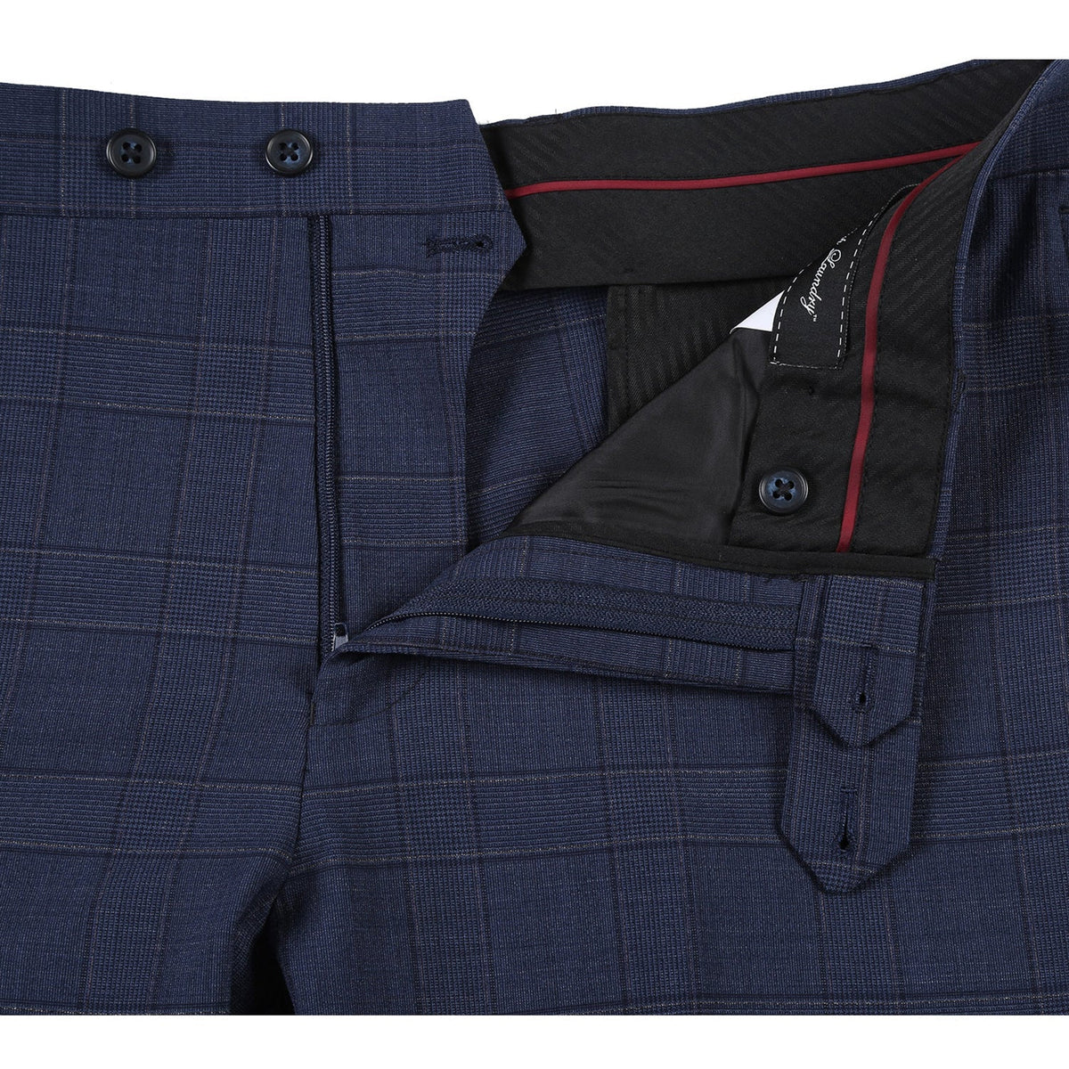 EL72-58-410 Prussian Blue Window Pane Check Wool Suit