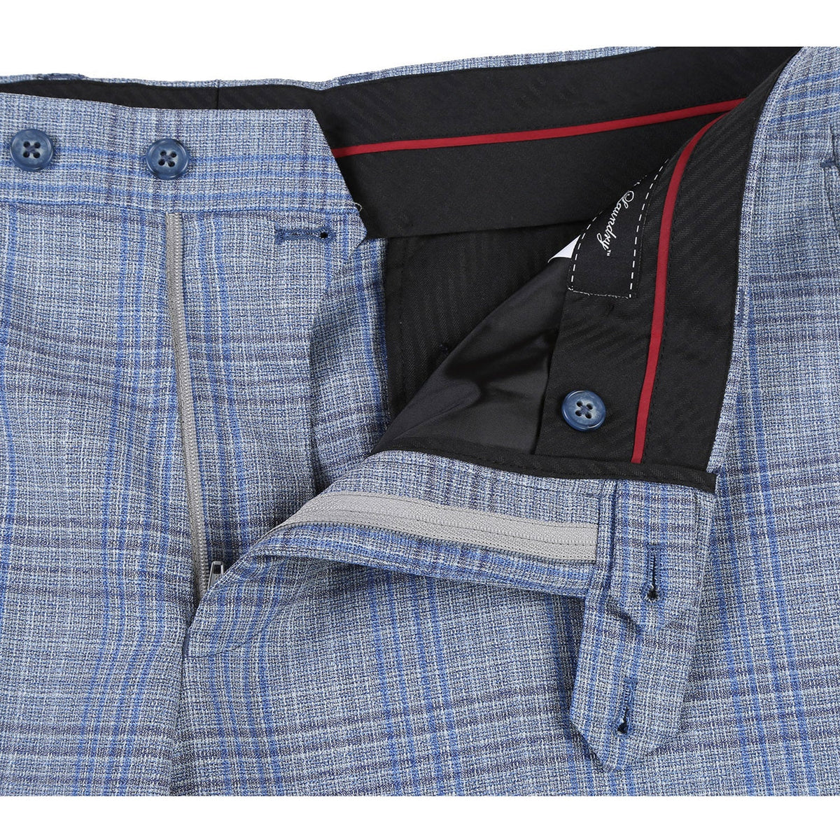 EL72-68-401 Light Gray with Blue Check Wool Suit