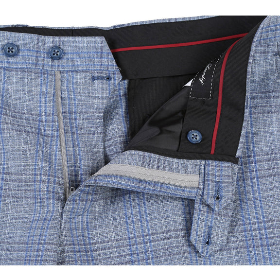 EL72-68-401 Light Gray with Blue Check Wool Suit