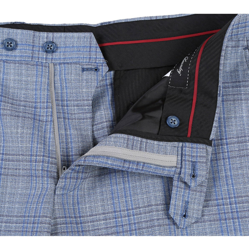 EL72-68-401 Light Gray with Blue Check Wool Suit