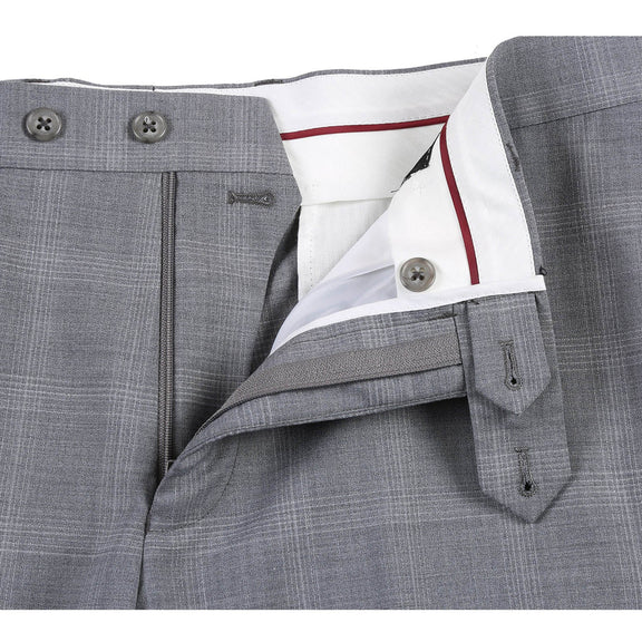 EL72-62-092 Light Gray Window Pane Check Wool Suit
