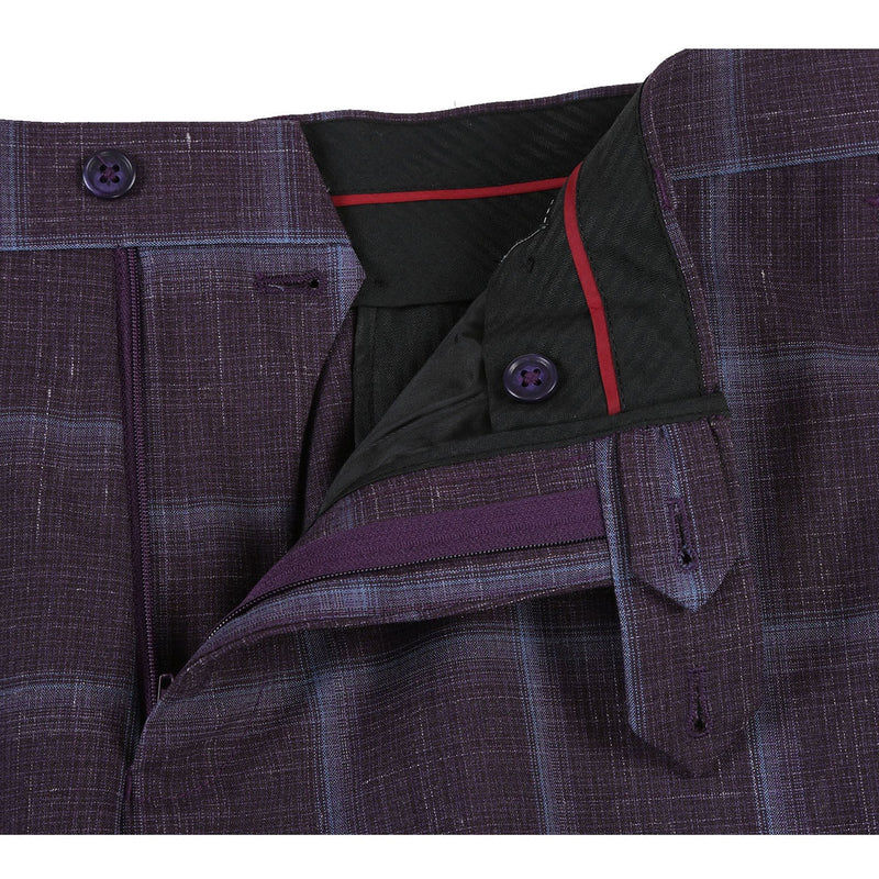 EL72-62-900 Purple Window Pane Check Wool Suit