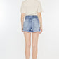 Kancan High Rise Frayed Hem Denim Shorts