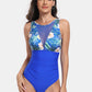 Cutout Printed Round Neck One-Piece Swimwear