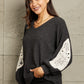 Sew In Love Full Size Lace Patch Detail Sweater