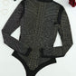 Rhinestone Mock Neck Long Sleeve Bodysuit