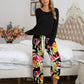 Round Neck Top and Printed Pants Lounge Set