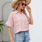 Half Button Johnny Collar Blouse