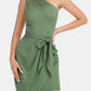 Tie Front One-Shoulder Sleeveless Dress