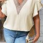 Plus Size V-Neck Petal Sleeve Blouse