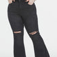 BAYEAS Full Size High Waist Distressed Raw Hem Flare Jeans