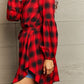 Plaid Tie Waist Balloon Sleeve Mini Dress