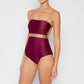 Marina West Swim Wave Break Contrast Trim One-Piece in Wine