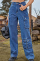 Loose Fit Long Jeans with Pockets Medium