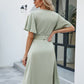 Tie Waist Flutter Sleeve Surplice Dress