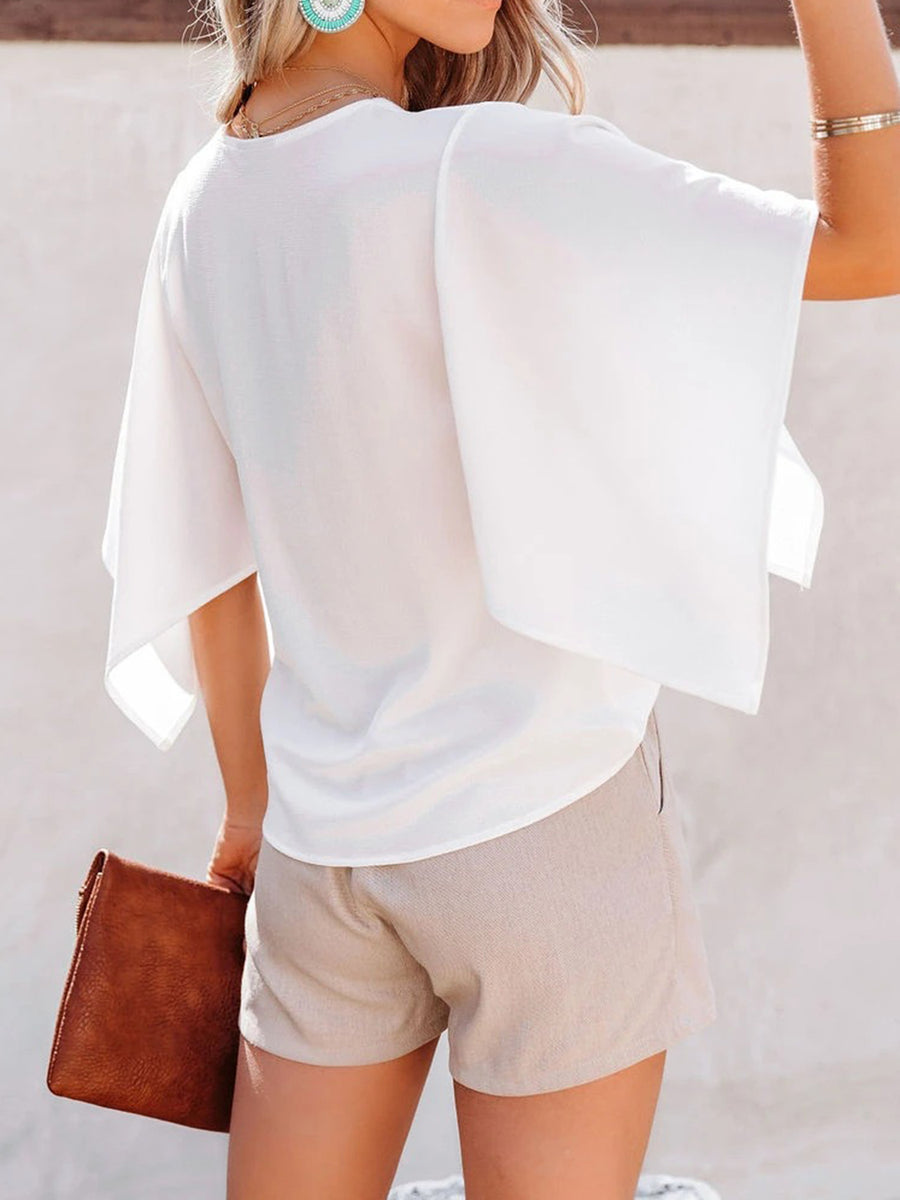 V-Neck Half Sleeve Blouse White