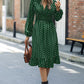 V-Neck Long Sleeve Ruffle Hem Dress