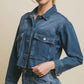 Love Tree Raw Hem Button Up Cropped Denim Jacket