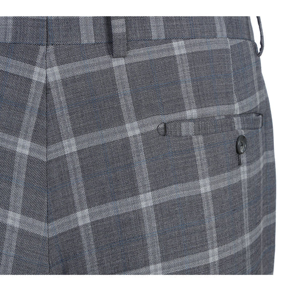 EL72-60-092 Gray Plaid Notch Wool Suit
