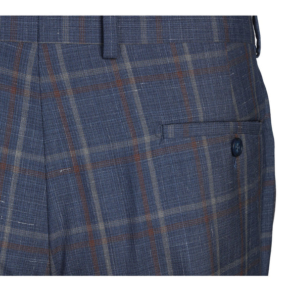 EL72-62-400 Light Steel Blue with Orange Check Wool Suit