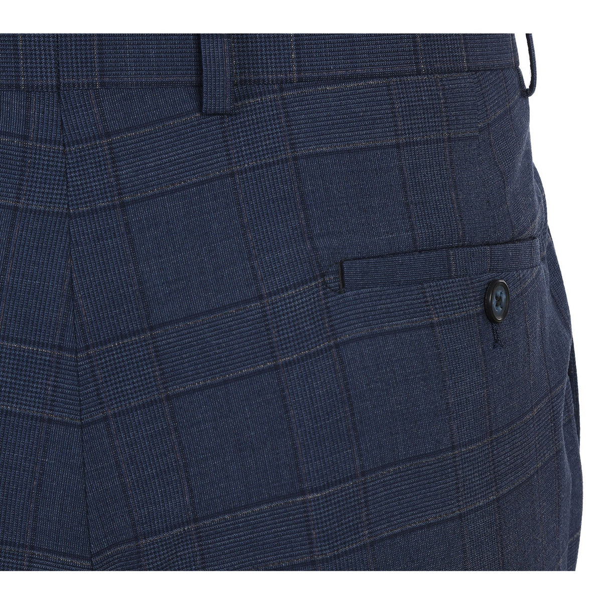 EL72-58-410 Prussian Blue Window Pane Check Wool Suit
