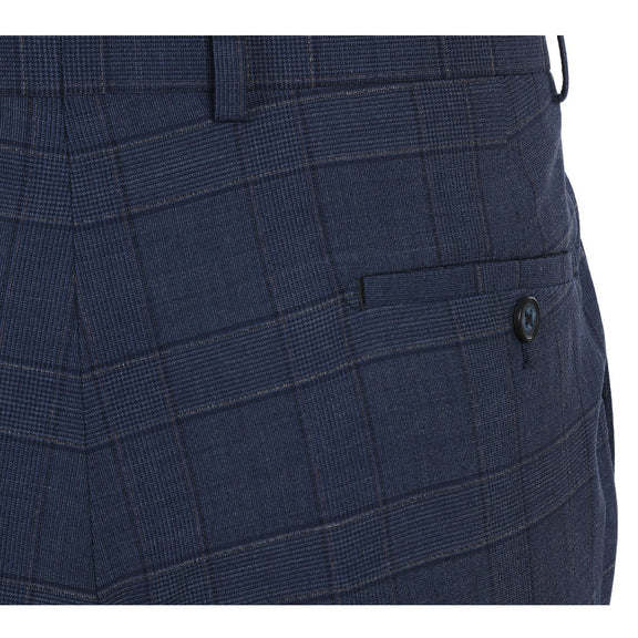 EL72-58-410 Prussian Blue Window Pane Check Wool Suit