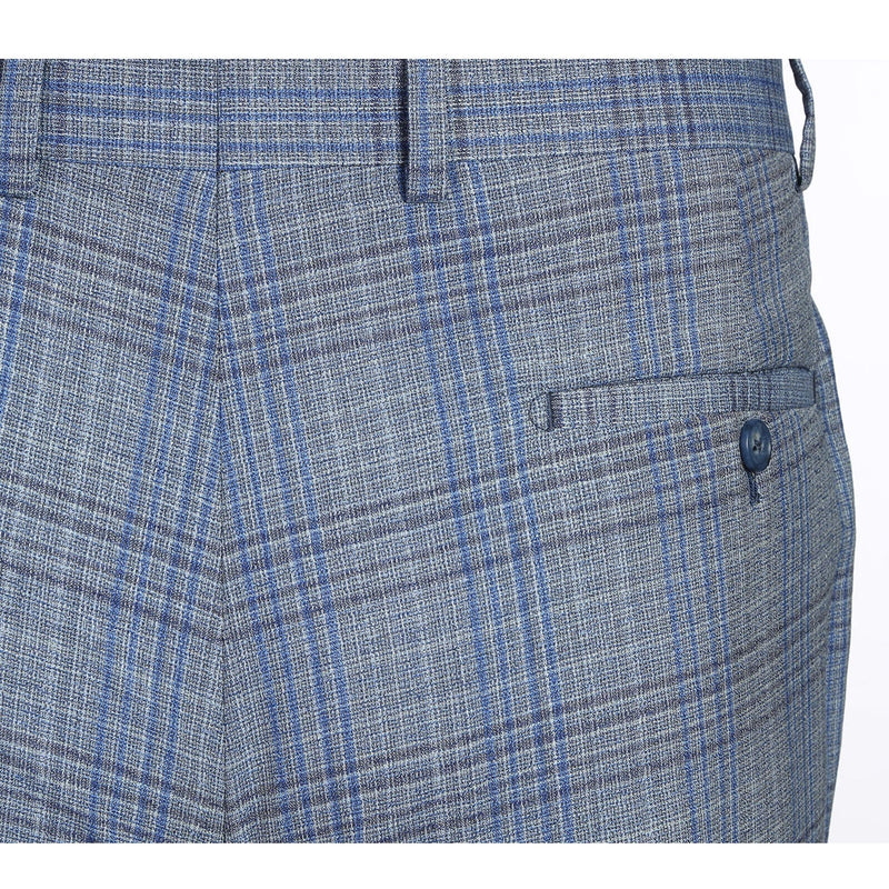 EL72-68-401 Light Gray with Blue Check Wool Suit