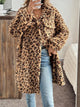 Leopard Button Up Long Sleeve Fuzzy Coat Leopard