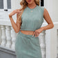 Round Neck Sleeveless Top and Drawstring Skirt Set