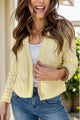 Openwork Open Front Long Sleeve Cardigan Pastel Yellow