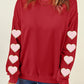 Heart Round Neck Dropped Shoulder Sweatshirt