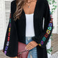 Embroidered Open Front Long Sleeve Cardigan