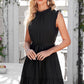 Ruffle Collar Tie Belt Tiered Dress