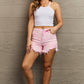 RISEN Kylie High Waist Raw Hem Shorts