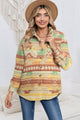 Geometric Button Down Collared Jacket Chartreuse
