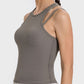 Cutout Round Neck Racerback Active Tank