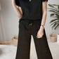 Ruffled Quarter Zip Top and Drawstring Pants Set