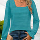 Striped Square Neck Flounce Sleeve Top