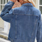 Pocketed Collared Neck Denim Jacket