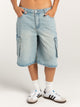 Mid-Rise Waist Denim Shorts with Pockets Light Blue