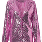 Sequin Lapel Collar Long Sleeve Blazer