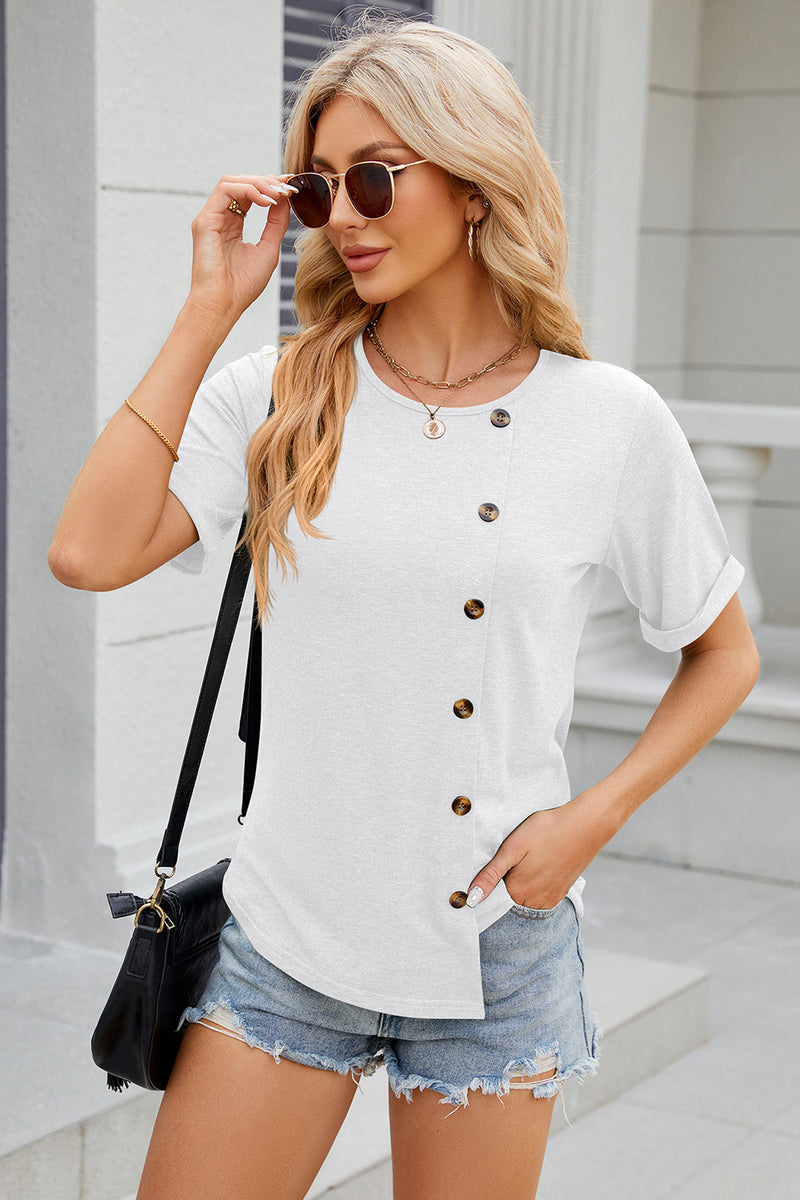 Round Neck Short Sleeve T-Shirt White