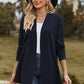 Textured Open Front Long Sleeve Cardigan