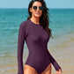 Round Neck Long Sleeve One-Piece Swimwear