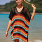 Cutout Striped Cover-Up with Tassel