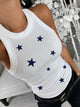 Full Size Star Round Neck Tank White